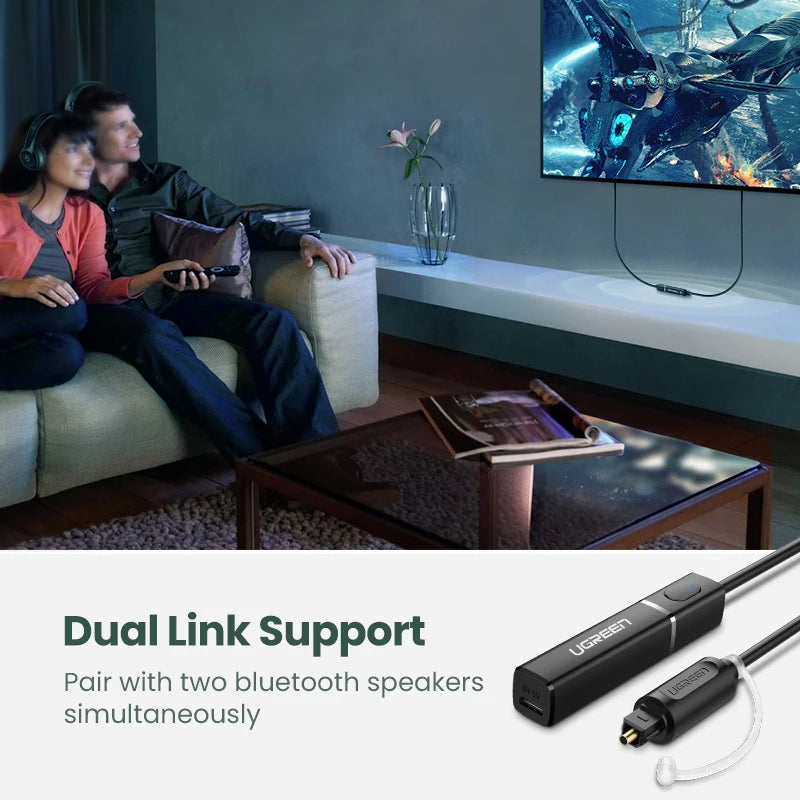 Bluetooth 5.4 Audio Transmitter - aptX HD Adaptive Wireless TV & PC Optical SPDIF Adapter