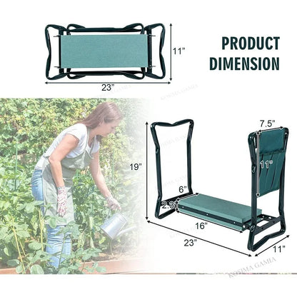 Foldable Garden Kneeling Stool & Tool Kit – Portable Gardening Seat & Kneeling Pad for Outdoor Planting