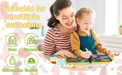 Erasable Doodle Book for Kids – Reusable Drawing Pad with 12 Watercolor Pens, Preschool Painting & Writing Set