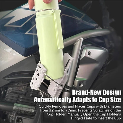 360° Adjustable Motorcycle & Bike Handlebar Cup Holder – Universal Water Bottle Cage Mount for MTB, Road Cycling & Motorbikes