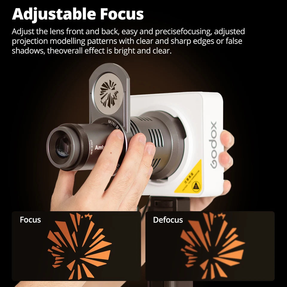 Ambitful AL20 Conical Snoot Optical Condenser - Shaped Beam Light Modifier for Mini Bowens Mount Godox, Yongnuo and Zhiyun Lights