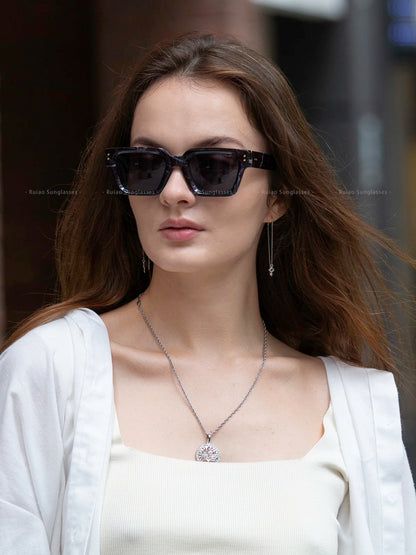 Ruiao 2024 Luxury Premium Designer Sunglasses – Black Square Shades for Men & Women