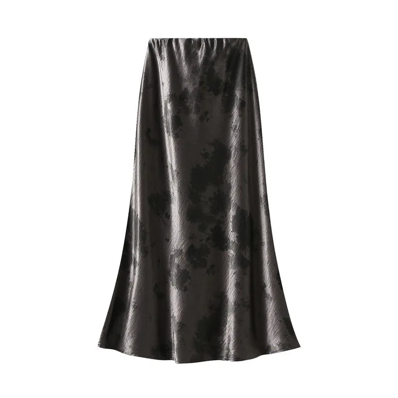 Seoulish Women’s Vintage Polka Dot Satin Mermaid Skirt – High Waist Midi Length Casual Spring Summer Fashion Skirt 2026