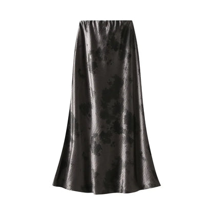 Seoulish Women’s Vintage Polka Dot Satin Mermaid Skirt – High Waist Midi Length Casual Spring Summer Fashion Skirt 2026