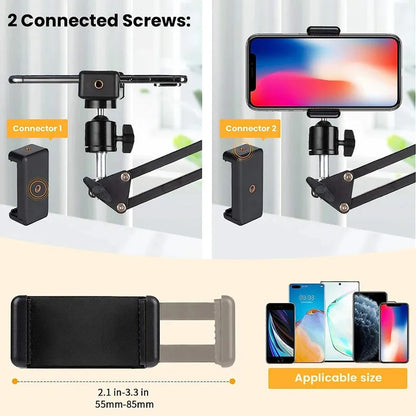 FGCLSY Flexible Arm Tripod for Phone – 360° Rotation, Foldable Table Stand for Desktop, Laptop, Online Video, Live Streaming, Overhead Shots