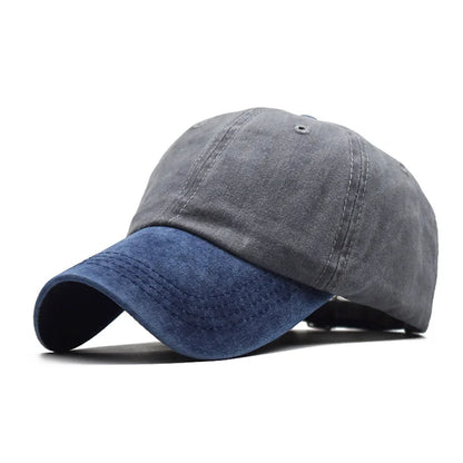 Baseball Snapback Cap – Pure Color Cowboy Hat, Water-Washed Hip Hop Fitted Cap for Men & Women, Spring & Autumn