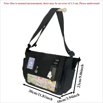 Y2K Transparent Ita Crossbody Bag – DIY Badge Display School Bag for Teenage Girls