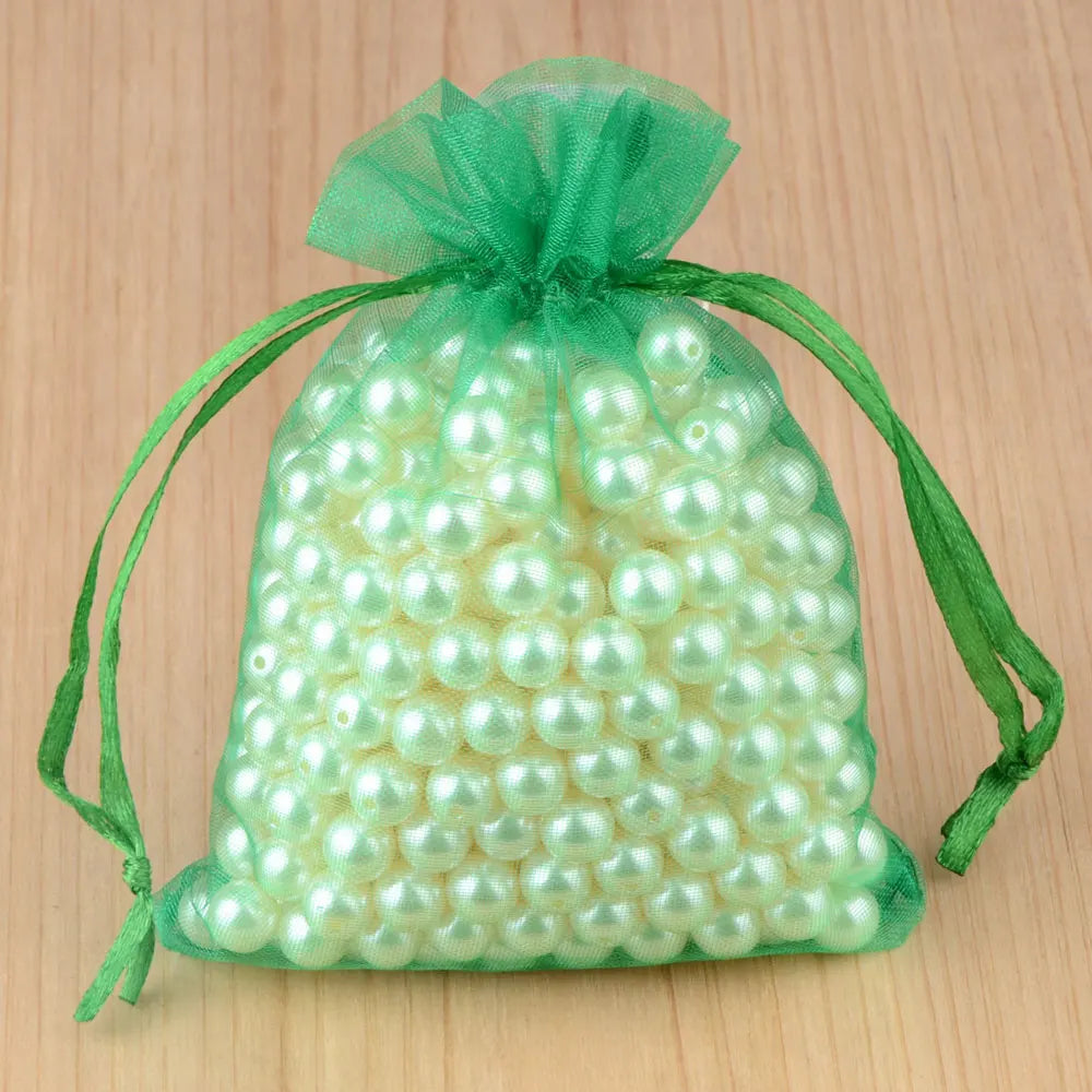 100pcs Organza Gift Bags – 7×9, 9×12, 10×15, 13×18cm Wedding & Jewelry Pouches