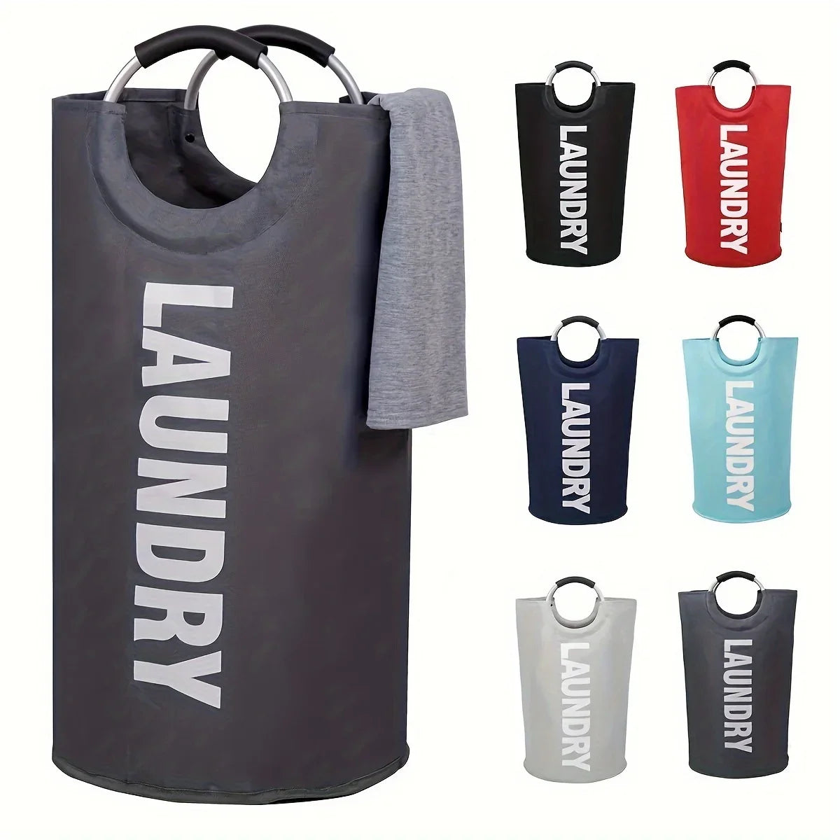 Extra-Large Waterproof Laundry Basket — Foldable with Padded Handle, Multi-Purpose Storage for Bathroom, Laundry Room, Balcony