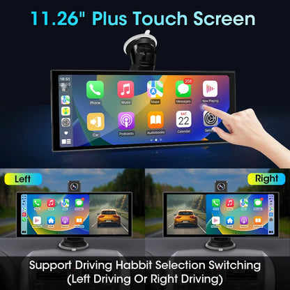 11.26” 4K ADAS Dash Cam Display – Wireless Android Auto & CarPlay Screen DVR with Dual Recording, Night Vision & FM Car System