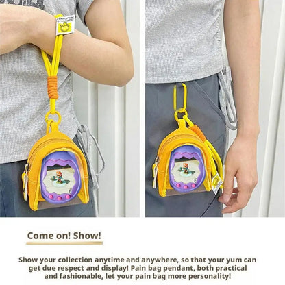 Tamagotchi Paradise Transparent Storage Bag - Portable Mini Display Case, Keychain Charm Organizer and Backpack Accessory