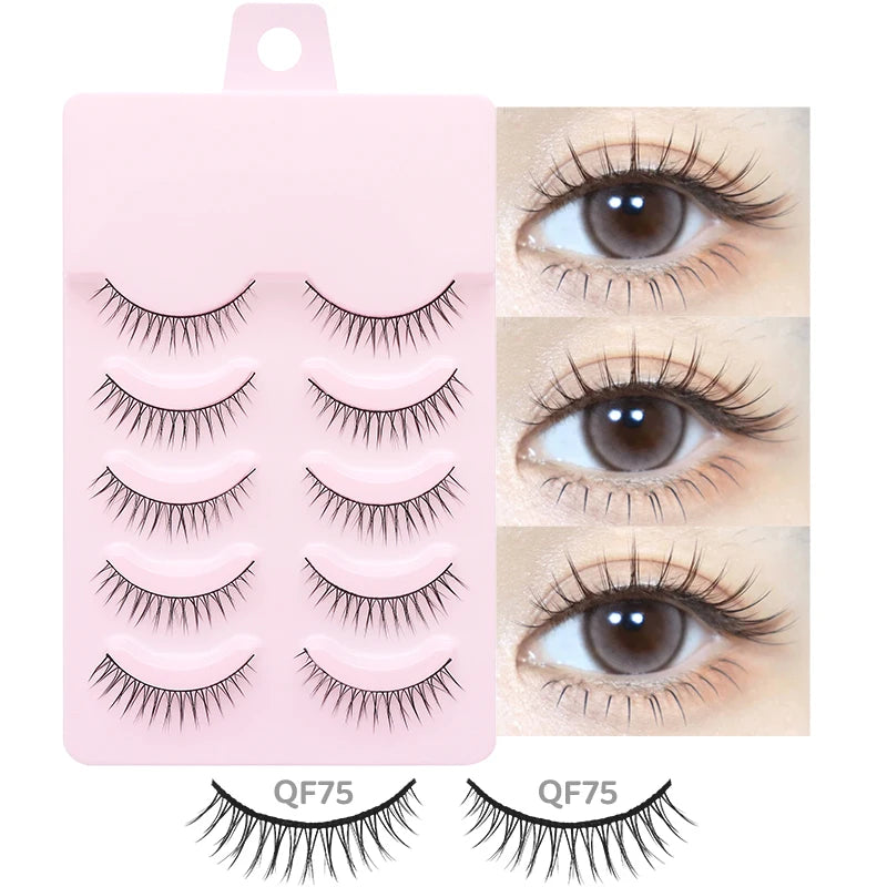 DINGSEN 5 Pairs Manga Style False Eyelashes — Soft, Natural, Long Anime Wispy Strip Lashes for Makeup