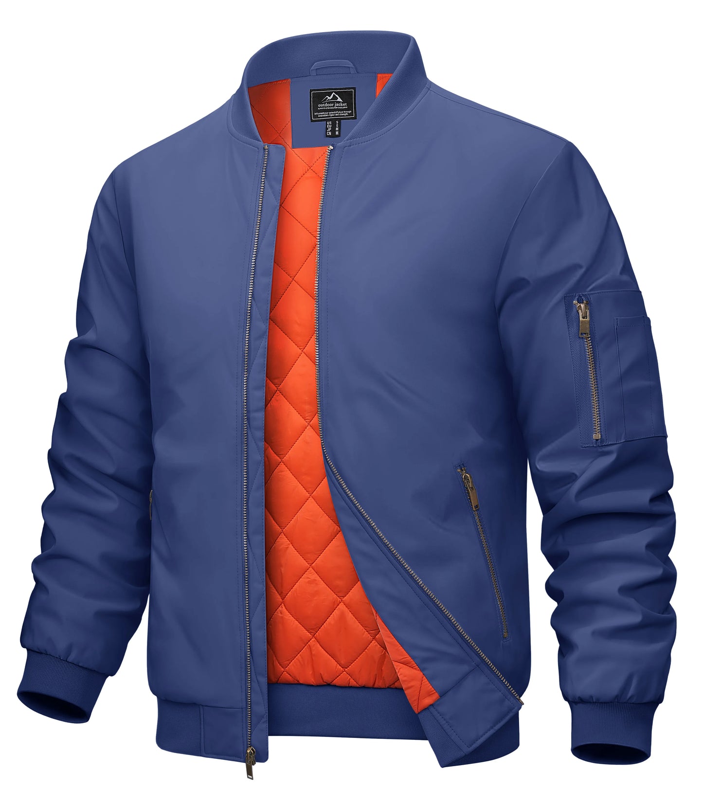 MAGCOMSEN Men’s Aviator Bomber Jacket - Warm Windproof Fall & Winter Casual Coat with Orange Lining