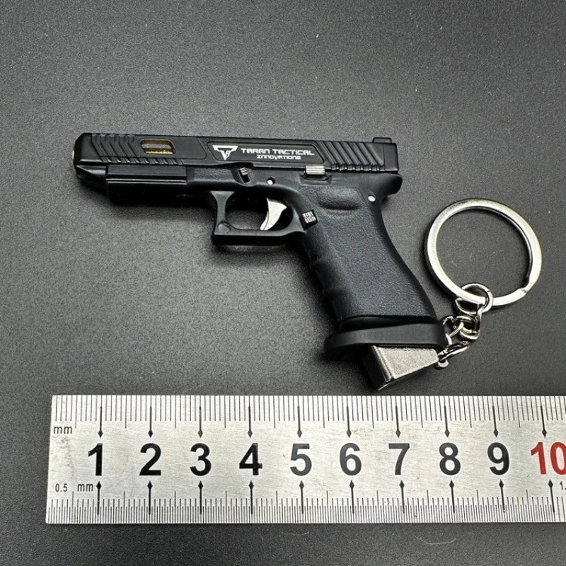 1:3 Mini G34 Pistol Model Keychain - Semi-Alloy Disassembly Toy Bag Pendant Collectible Craft