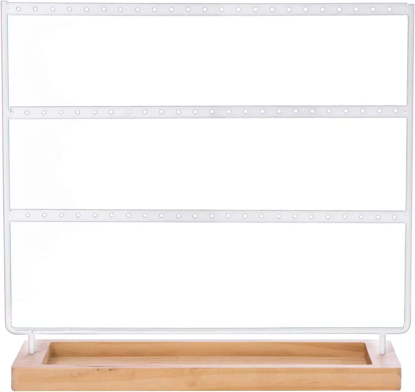 3 Tier Earring Holder Stand - 69 Holes Jewelry Organizer with Wooden Storage Tray, Desktop Bracelet Display