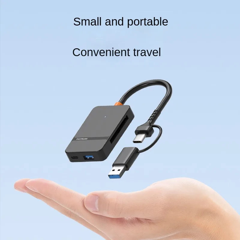 USB C 8-in-1 Card Reader - Supports SD, TF, CF, MS Card Read/Write and U Disk Access