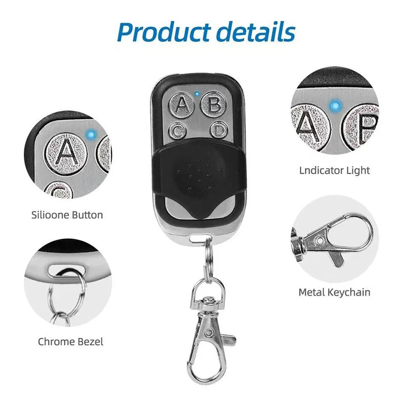 Universal 4 Button Garage Door Opener Remote 433MHz Clone Fixed Learning Rolling Code Duplicator