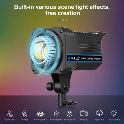 PULUZ 120W Studio Video Light - 220V Dual Color Temperature LED Light with Built-In Cooling & Remote Control
