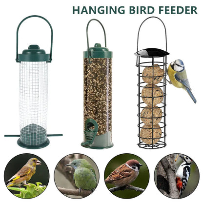 Hanging Bird Seed Feeder - PVC Tube Wild Bird Feeder for Garden, Paddock & Outdoor Pet Supplies