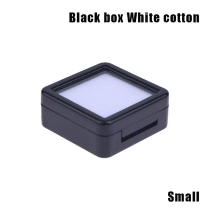 Transparent Glass Lid Gem Storage Box – Jewelry Display Case for Diamonds, Gemstones & Pendants Holder Container