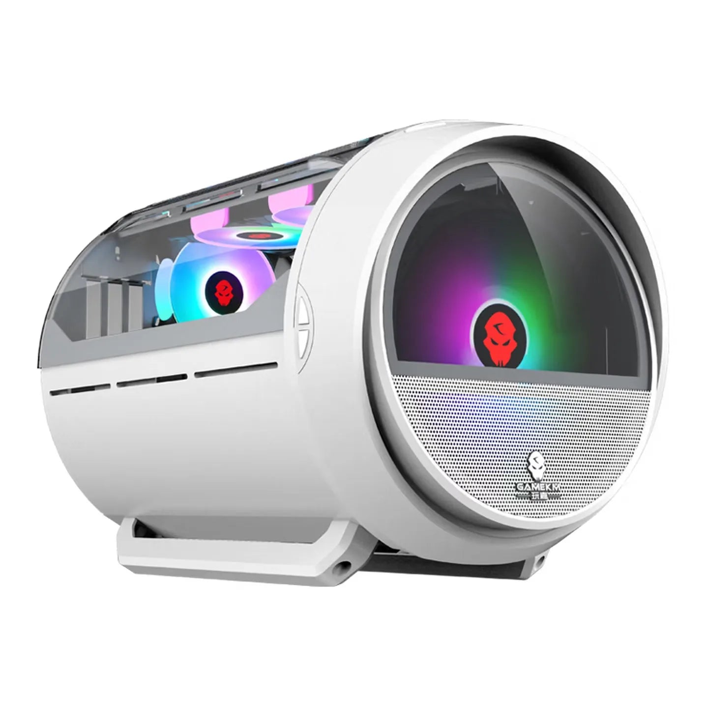WJCOOLMAN Mini Computer Case - Circular Side-Panel Desktop PC Case with 240mm Water Cooling Support