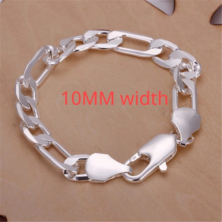 Hot Sale 925 Sterling Silver Solid Chain Bracelet — Charm Fashion Jewelry for Women & Men, Party, Wedding Gift