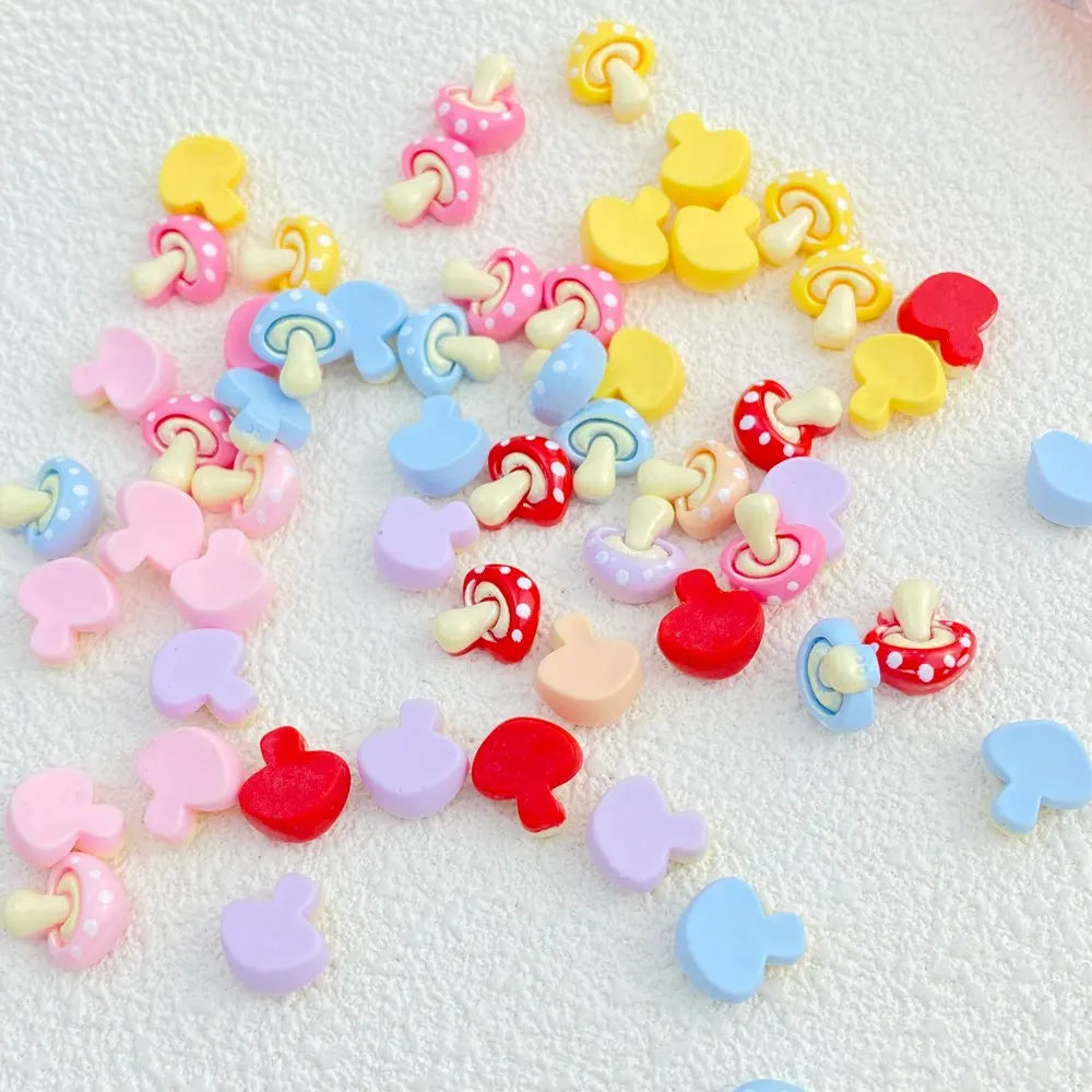 Cute Resin Mushroom Charms - 30PCS Flat Back DIY Jewelry, Nail Art & Hair Accessories