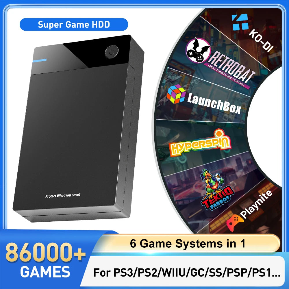 12TB Gaming HDD with 86,000+ Retro Games for PS3/PS2/PS/Wii/WiiU - Hyperspin, Launchbox, Retrobat, Playnite Support