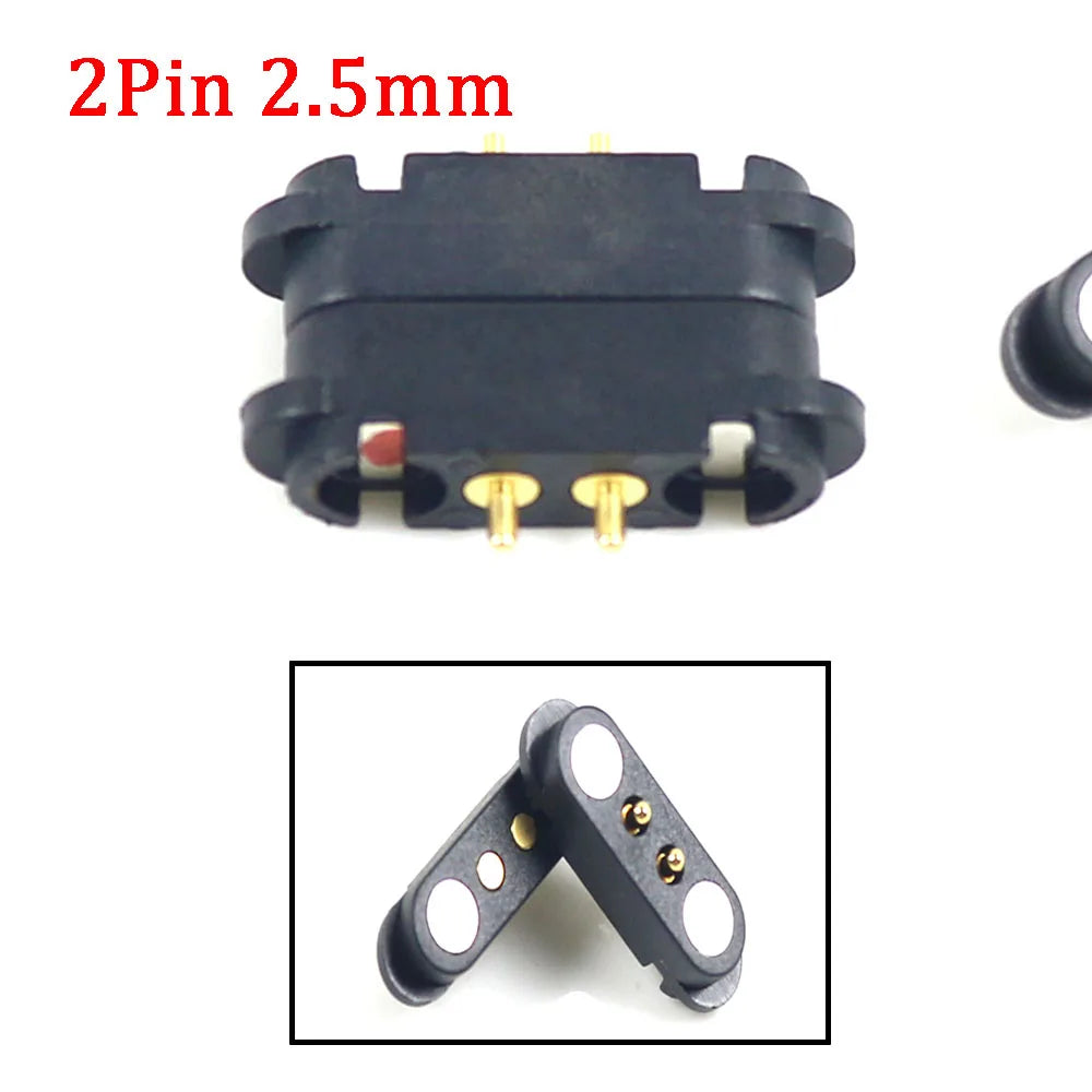 2A Magnetic Pogo Pin Connector - 2–5 Pin Spring-Loaded Male/Female DC Power Socket, 2.3/2.5/2.8mm Pitch