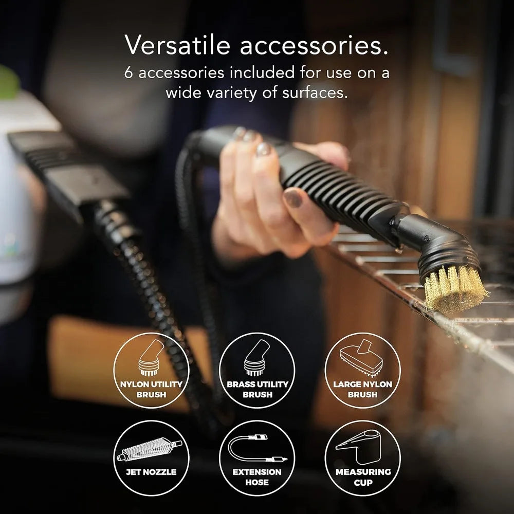 Handheld Steam Cleaner – 6 Accessories Included, Quick Heat-Up, Removes Dirt, Grime & Grease, White