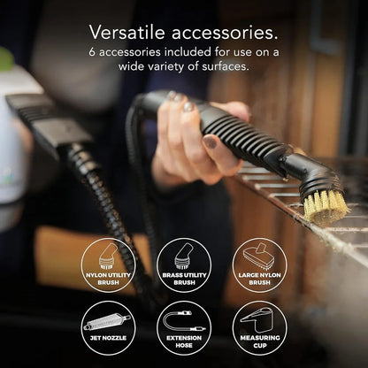 Handheld Steam Cleaner – 6 Accessories Included, Quick Heat-Up, Removes Dirt, Grime & Grease, White