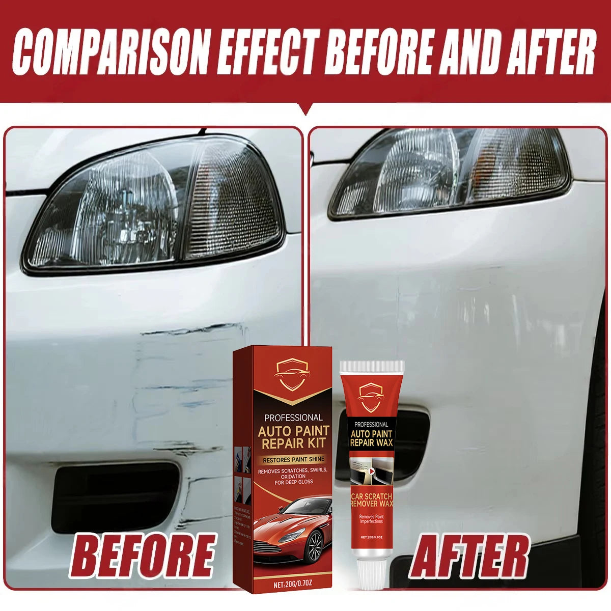 Car Scratch Remover Polish - Auto Paint Swirl Repair Wax & Body Care Compound
