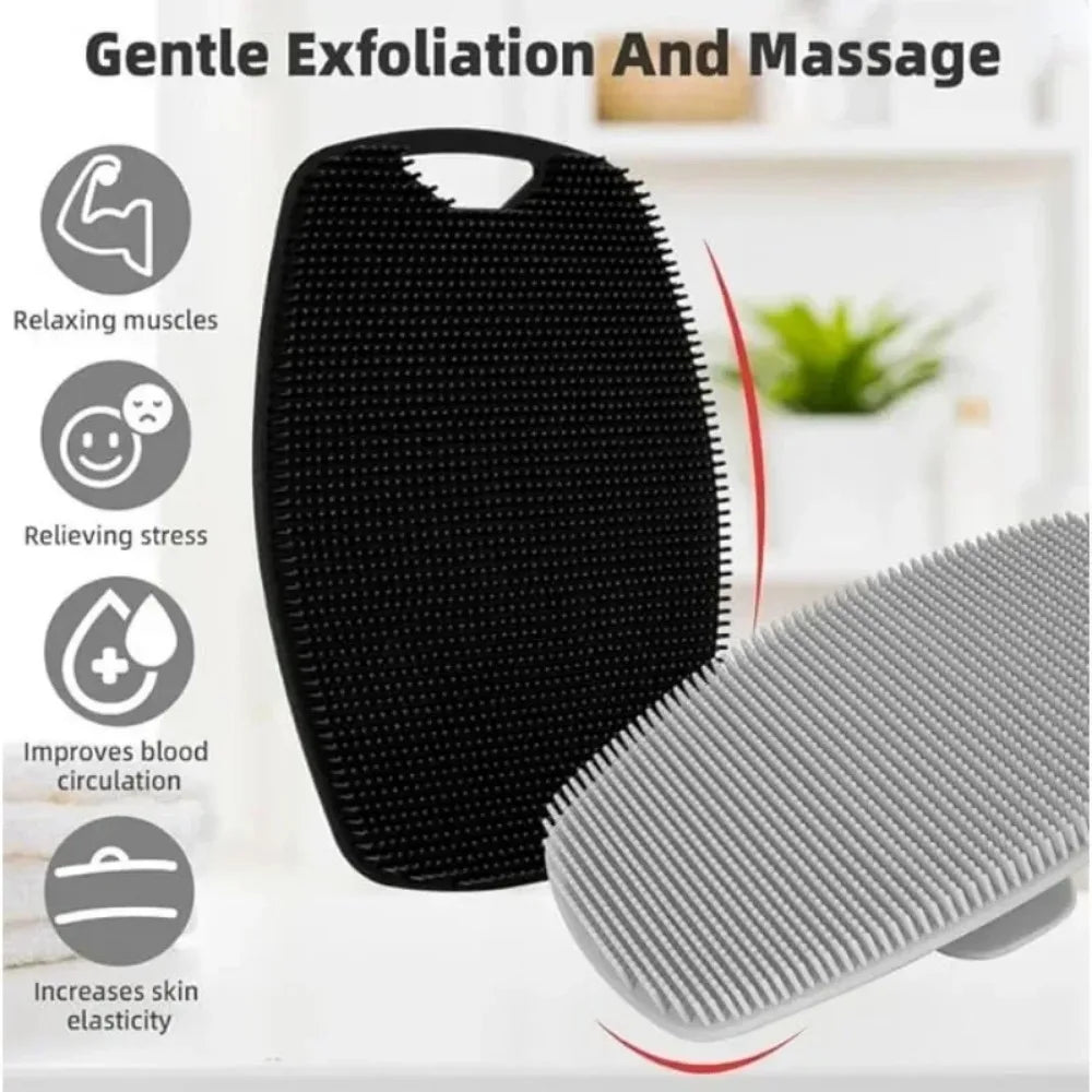 Soft Silicone Exfoliating Brush – Gentle Manual Body Cleanser & Massage Shower Scrubber for Men