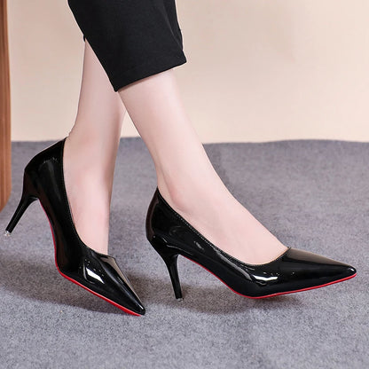 Pointed Toe Patent Leather High Heels - Sexy Stiletto Pumps for Women Party Dress Work and Classic Black Fashion Shoes