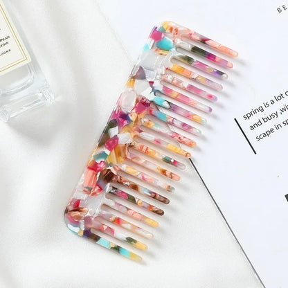 Korean Fashion Hair Comb – Wide Teeth Acetate Anti-Static Hairbrush, Colorful Massage Hair Styling Tool