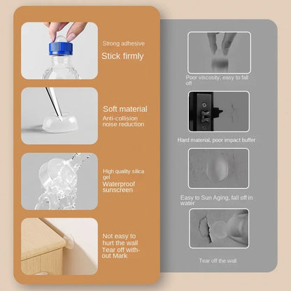 Silicone Door Handle Anti-Collision Pads - Refrigerator Door Stopper, Wall Protector & Noise-Reducing Buffer Stickers (3329/3441)