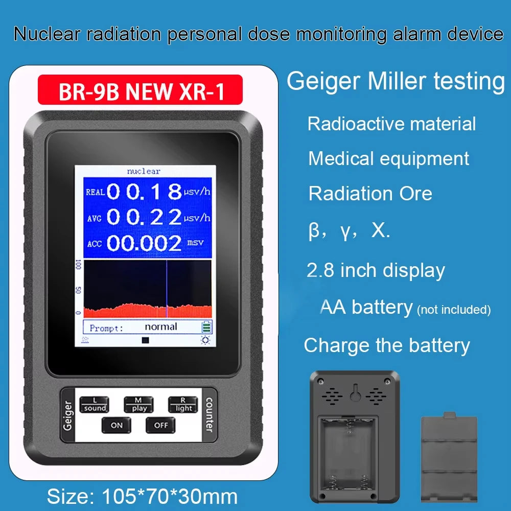 XR-1 Portable Geiger Counter - Nuclear, X-Ray & Radiation Detector with Personal Dosimeter and Marble Testing Function