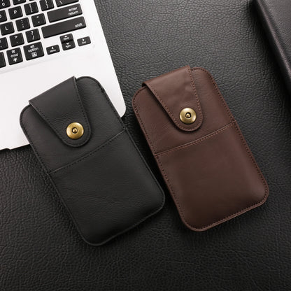 Genuine Cow Leather Phone Pouch – Men’s Waist Bag Holster for iPhone 7 to 16 Pro Max