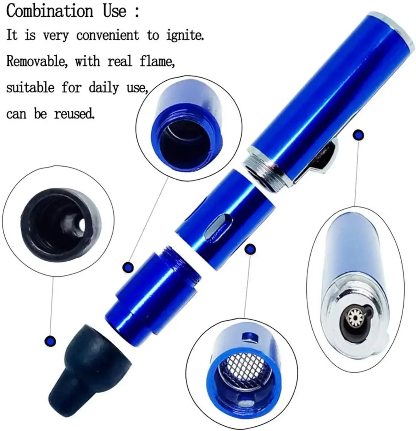 Hot Selling Portable Aromatherapy Lighter – Mini Metal Pipe with Volcanic Stone
