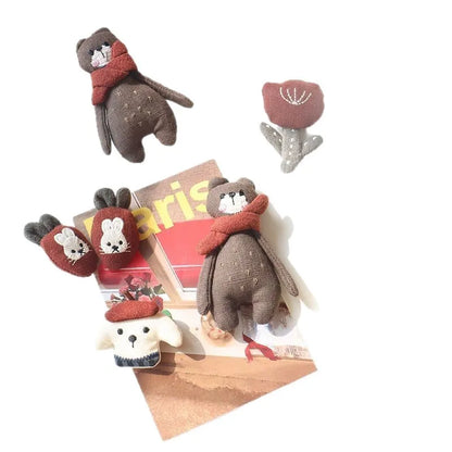 Cute Animal Brooch Pin - Bunny, Bear & Tulip Design Scarf Hair Clip Accessories for Women & Girls
