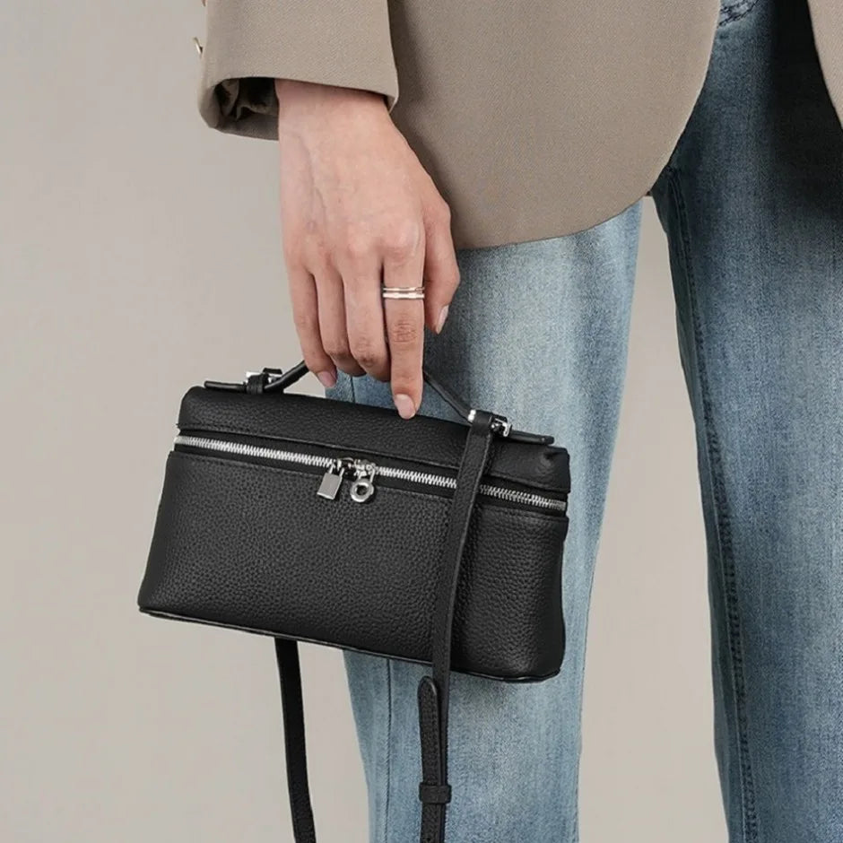 Lychee Grain Mini Shoulder Bag - Elegant Women’s Fashion Crossbody Handbag with Lunch Box Style Design