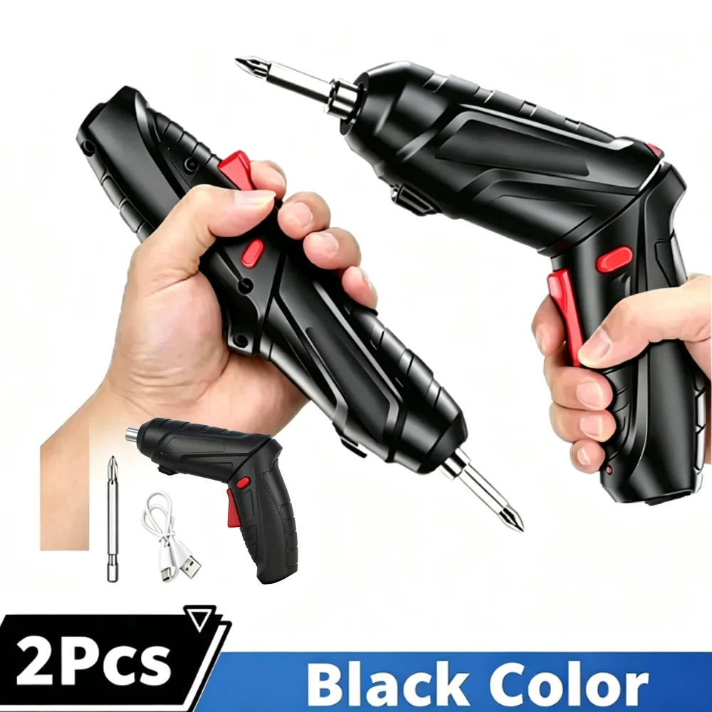 Portable Cordless Electric Screwdriver - 2-in-1 90° Rotating Rechargeable Power Tool with LED Light for Home, Office, and DIY Repairs