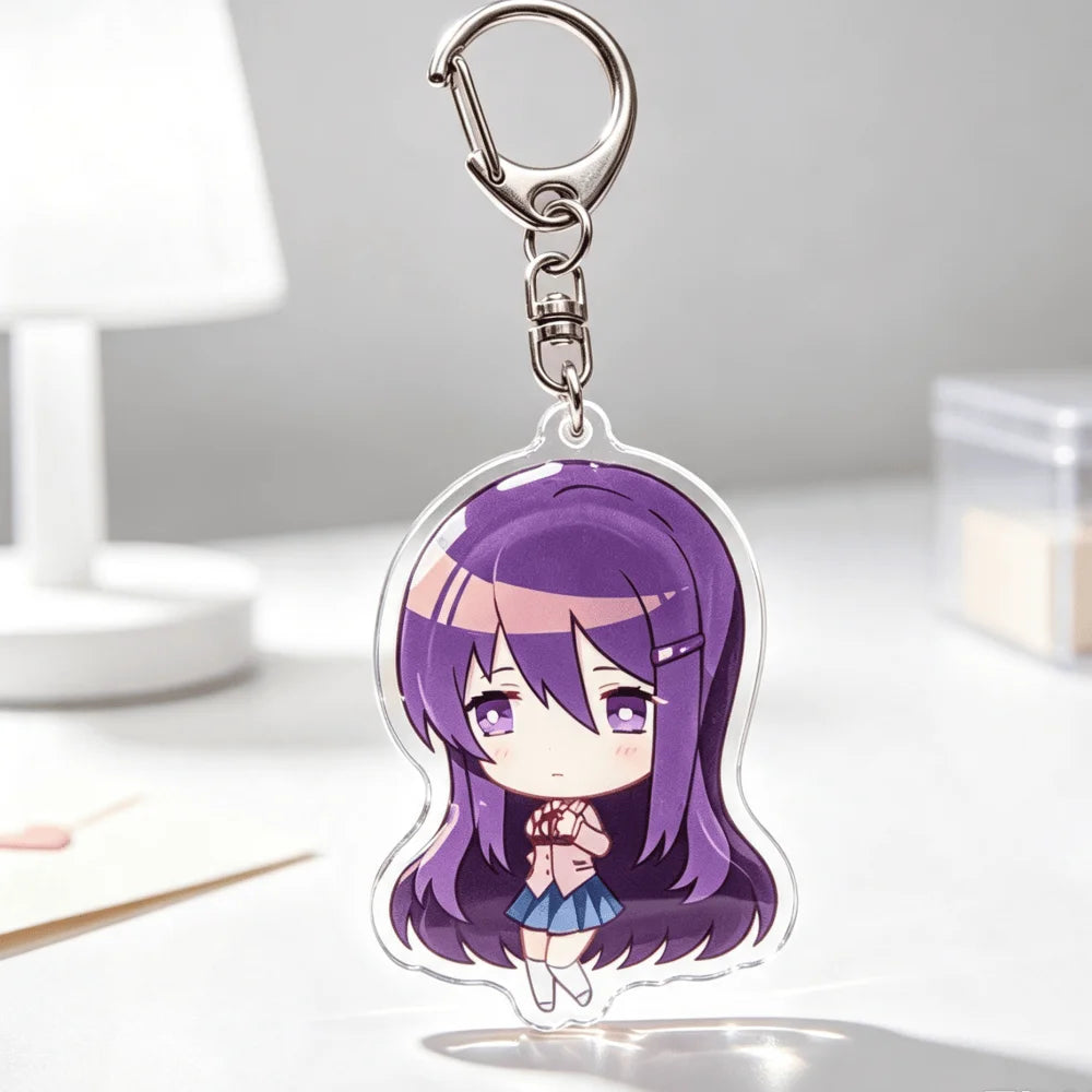 DDLC Doki Doki Literature Club Acrylic Keychains - Cute Chibi Yuri, Monika, Sayori, and Natsuki Backpack Accessories and Gifts