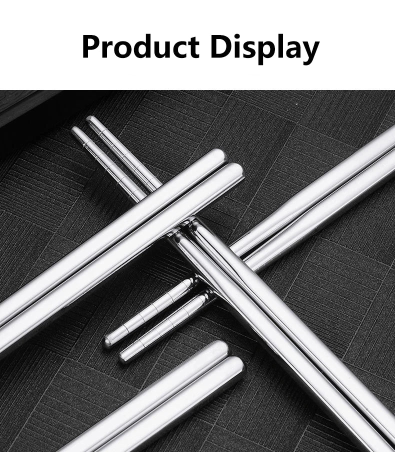 2–5 Pairs 304 Stainless Steel Chopsticks – Non-Slip Metal Sushi Sticks for Korean, Japanese & Chinese Food
