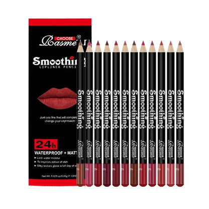 12-Piece Long-Lasting Lipstick Set with Lip Liner & Matte Lip Gloss — Professional Makeup Gift for Women