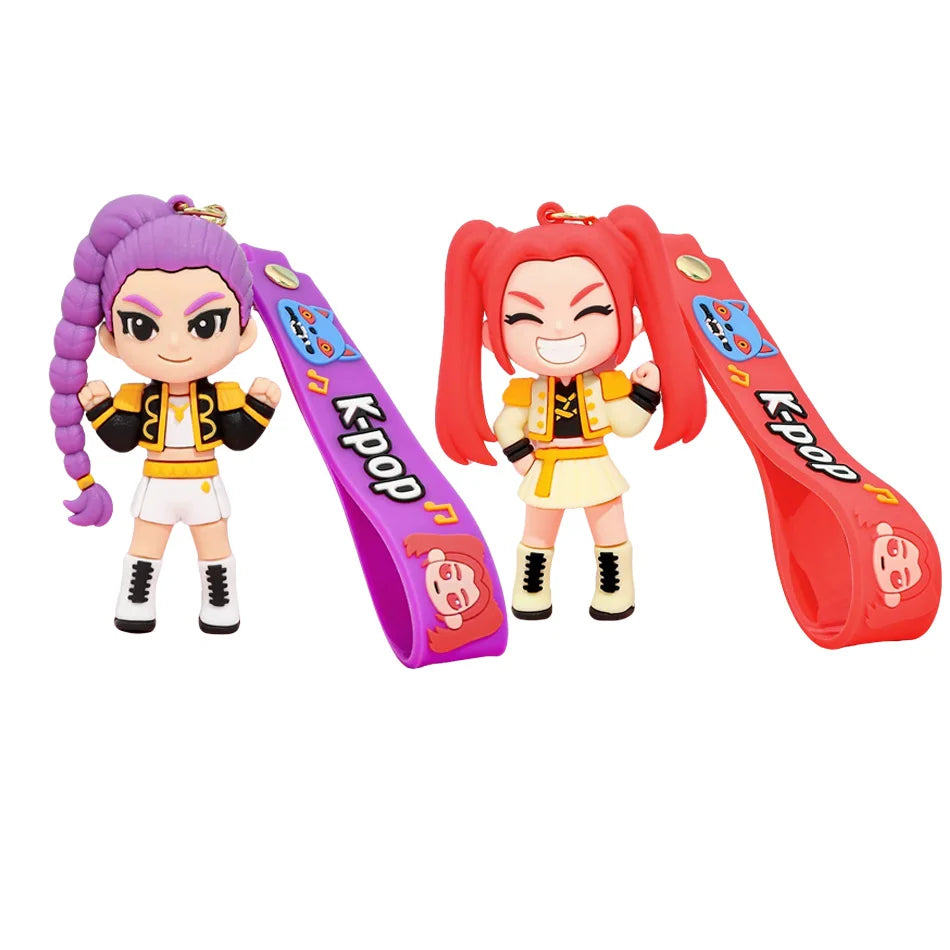 3D Printed Anime & K-Pop Keychains – Demon Hunters Girls & Cute Tiger Doll Action Toys, Perfect Christmas Gifts