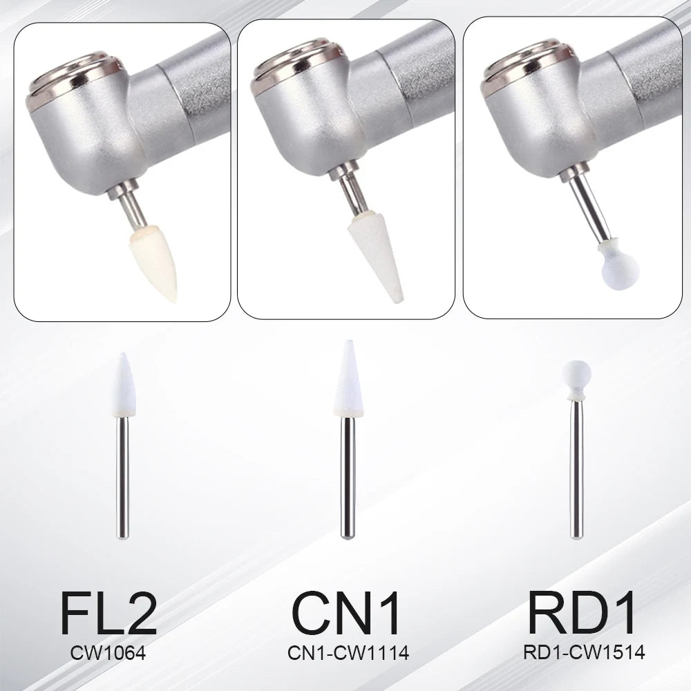 AZDENT White Stone Polishing Burs Kit – Flame, Cone & Round Shapes for Porcelain, Enamel & Composite Resin