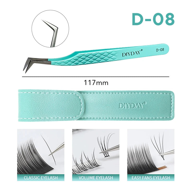 DIYDAY Anti-Slip Tweezers — High-Density Fiber Tip for Eyelash Extensions & Eyebrow Precision Beauty Tools