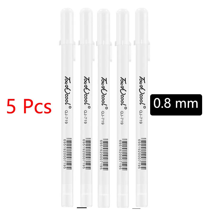 White Marker Pen Set - Waterproof Oil-Based Gel Pens for DIY, Graffiti, Sketching & School Supplies