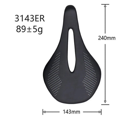 ELITAONE Road & MTB Bike Saddle — 240x143mm Carbon Fiber Round Rail | Super Light 89g 3143ER Seat